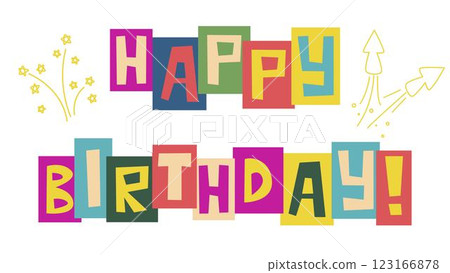 Happy Birthday greeting banner in cutout letter style 123166878