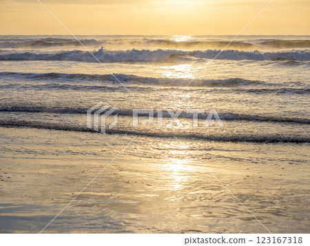 Kujukuri Coast: Sea and sand sparkling in the morning sun 123167318