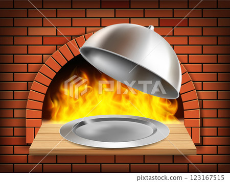 Tray dish with metal cap cloche 123167515