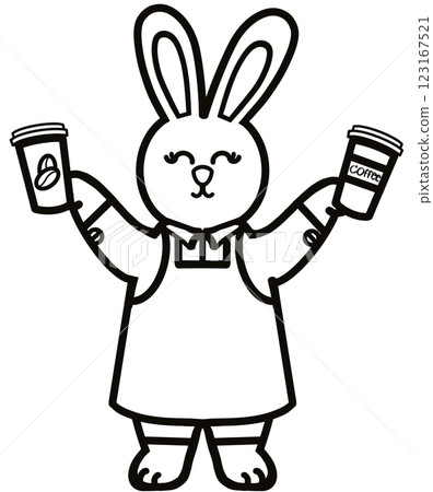 Outline Rabbits black line hand-drawn, Clothes for Career set cute little hares characters. Kawaii for kids to Dream career. Outline Rabbits black line hand-drawn, Clothes for Career set cute little hares characters. Kawaii for kids to Dream career. 123167521