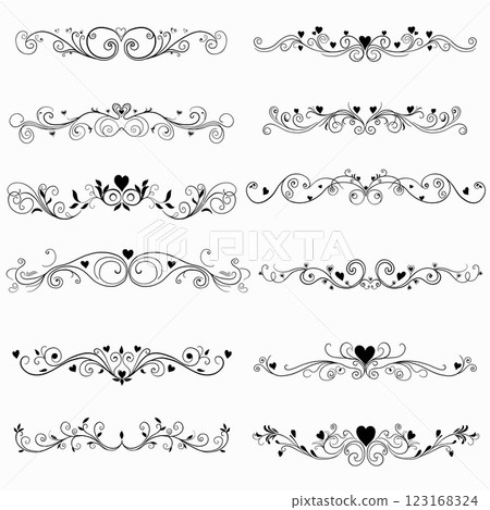 Floral divider freehand drawing vector illustration. 123168324