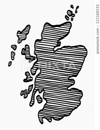Doodle freehand drawing of Scotland map. Doodle freehand drawing of Scotland map. 123168332