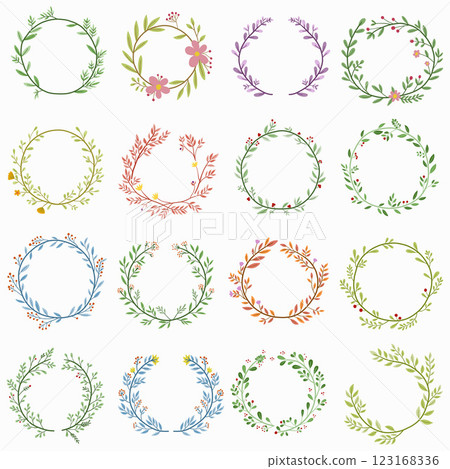 Wreath of floral and flower illustration. Wreath of floral and flower illustration. 123168336