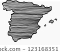 Doodle freehand drawing of Spain map. 123168351