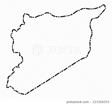 Doodle freehand dash line drawing of Syria map. 123168353