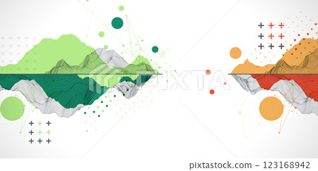 Trendy abstract wireframe background. Modern science or technology art elements. Surface illustration. Trendy abstract wireframe background. Modern science or technology art elements. Surface illustration. 123168942