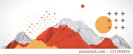 Trendy abstract wireframe background. Modern science or technology art elements. Surface illustration. Trendy abstract wireframe background. Modern science or technology art elements. Surface illustration. 123168943