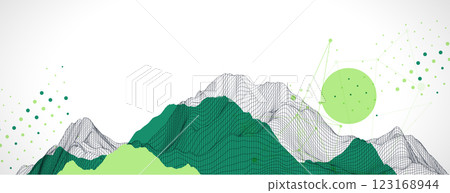 Trendy abstract wireframe background. Modern science or technology art elements. Surface illustration. 123168944