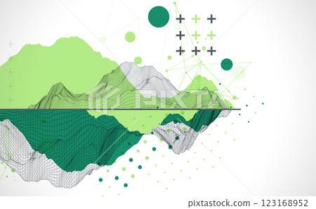 Trendy abstract wireframe background. Modern science or technology art elements. Surface illustration. 123168952