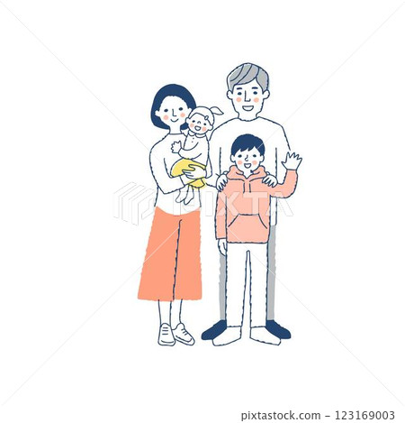 微笑的四口之家人 123169003