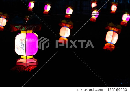 Asian lanterns at night (Chinese New Year) 123169930