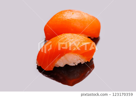 Salmon sushi beautifully arranged Salmon sushi beautifully arranged 123170359