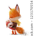 cute winter little foxy girl with a mice in the hands 123170554