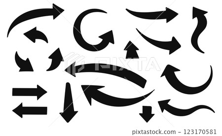 Black silhouette arrows. Flat style icons. Vector illustration Black silhouette arrows. Flat style icons. Vector illustration 123170581