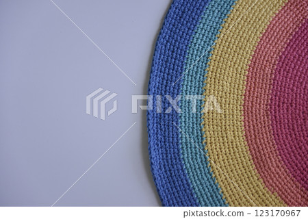 diagonal rainbow knitted pattern from the side 123170967