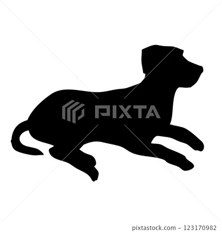 躺著的狗狗獵犬指針單色輪廓圖 躺著的狗狗獵犬指針單色輪廓圖 123170982