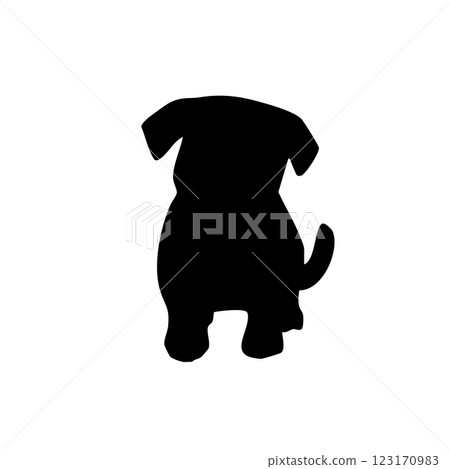 Monochrome silhouette illustration of a puppy tilting its head Monochrome silhouette illustration of a puppy tilting its head 123170983