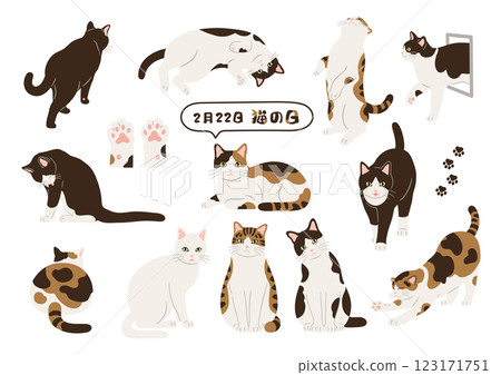 貓日插畫素材集 123171751