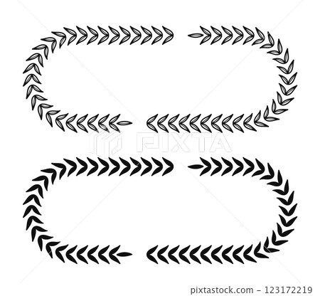 Botanical rectangle frame with leaves ornament for wedding and retro design. Vector illustration. 123172219