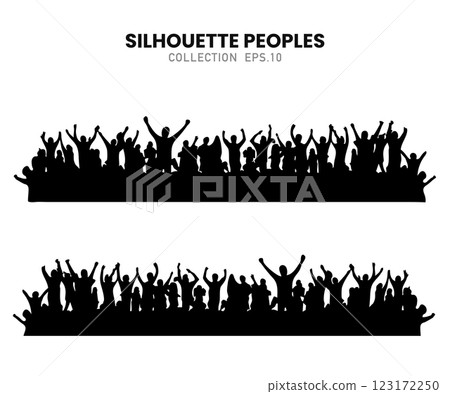 Crowd Silhouette at Concert and Music Festival.Vector illustration. Crowd Silhouette at Concert and Music Festival.Vector illustration. 123172250