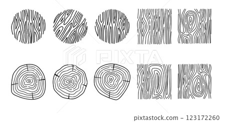 Minimalist Tree Rings and Wood Texture Line Art.Vector Illustration. Minimalist Tree Rings and Wood Texture Line Art.Vector Illustration. 123172260