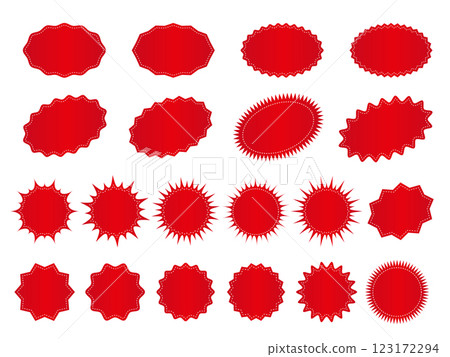 Collection red premium product circle blank labels. Vector illustration Collection red premium product circle blank labels. Vector illustration 123172294