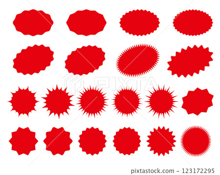 Collection of red premium product circle and ellipse blank labels. Vector illustration Collection of red premium product circle and ellipse blank labels. Vector illustration 123172295
