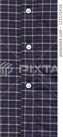 Navy blue classic plaid fabric, shirt fabric and button detail, checked shirt detail, checked shirt detail Navy blue classic plaid fabric, shirt fabric and button detail, checked shirt detail, checked shirt detail 123172418
