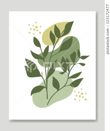 Green abstract botanical with bohemian style.Wall art design vector illustration. Green abstract botanical with bohemian style.Wall art design vector illustration. 123172477