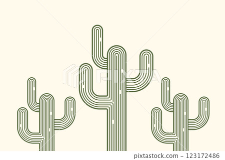 Cactus Geometric Botanical Background.Modern Desert Line Art 123172486