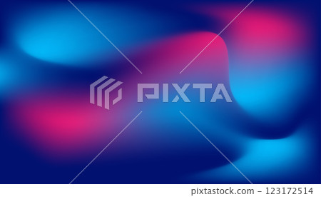 Abstract holographic blue and purple liquid wave shapes banner. 123172514