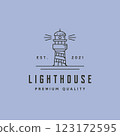 vector of lighthouse line art logo minimalist symbol illustration design, line art style 123172595