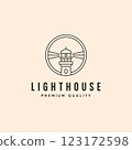 line art lighthouse logo vector symbol illustration design, lighthouse circle logo design 123172598