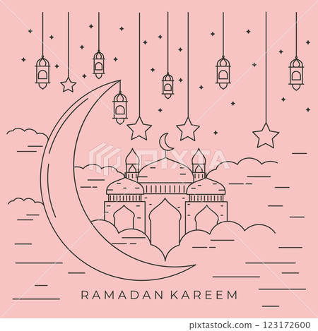 ramadan kareem line art vector symbol illustration design 123172600