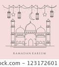 line art mosque illustration design, ramadan kareem background illustration design 123172601