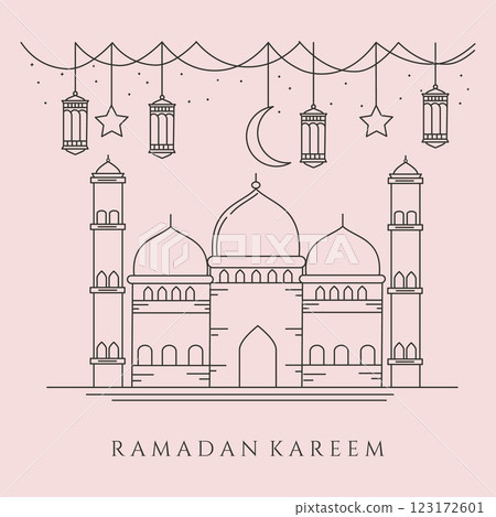 line art mosque illustration design, ramadan kareem background illustration design line art mosque illustration design, ramadan kareem background illustration design 123172601