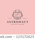astronaut helmet space walk line art logo vector label design illustration 123172625