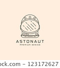 vector of line art astronaut helmet logo symbol illustration design, space minimal illustration design 123172627