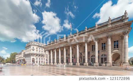 Grand Theatre de Bordeaux timelapse hyperlapse in France, home to the Opera National Grand Theatre de Bordeaux timelapse hyperlapse in France, home to the Opera National 123172896