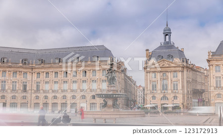 Place de la Bourse timelapse hyperlapse in Bordeaux, France, with the Fountain Place de la Bourse timelapse hyperlapse in Bordeaux, France, with the Fountain 123172913