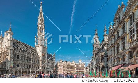 The Grand-Place timelapse hyperlapse in Brussels, Belgium. 123172965