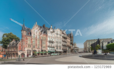 Timelapse hyperlapse of the Musical Instrument Museum on Coudenberg street, Brussels, Belgium Timelapse hyperlapse of the Musical Instrument Museum on Coudenberg street, Brussels, Belgium 123172969