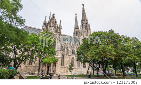 Votive Church timelapse hyperlapse is located on the Ringstrasse in Vienna, Austria Votive Church timelapse hyperlapse is located on the Ringstrasse in Vienna, Austria 123173002