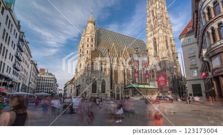 St. Stephen's Cathedral timelapse hyperlapse, the mother church of Roman Catholic Archdiocese of Vienna, Austria 123173004