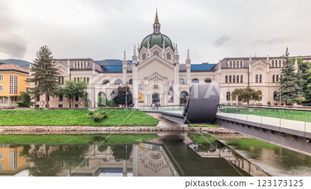 Academy of Fine Arts and Festina Lente bridge in Sarajevo timelapse hyperlapse, Bosnia and Herzegovina Academy of Fine Arts and Festina Lente bridge in Sarajevo timelapse hyperlapse, Bosnia and Herzegovina 123173125