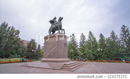 Monument to Syrym Datouly in Uralsk timelapse hyperlapse. 123173171