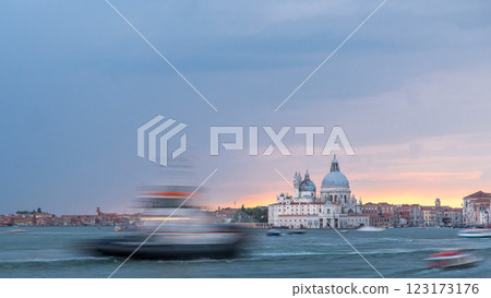 Basilica Santa Maria della Salute at sunset timelapse, Venezia, Venice, Italy 123173176