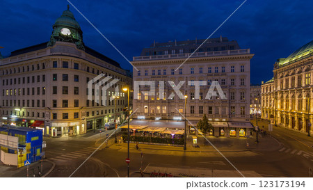 Albertina Square aerial day to night timelapse with historic buildings in downtown Vienna, Austria Albertina Square aerial day to night timelapse with historic buildings in downtown Vienna, Austria 123173194