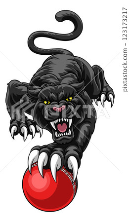 Black Panther Leopard Cricket Sports Team Mascot 123173217