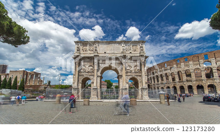 Arch of Constantine timelapse hyperlapse, Rome, Italy. Arch of Constantine timelapse hyperlapse, Rome, Italy. 123173280